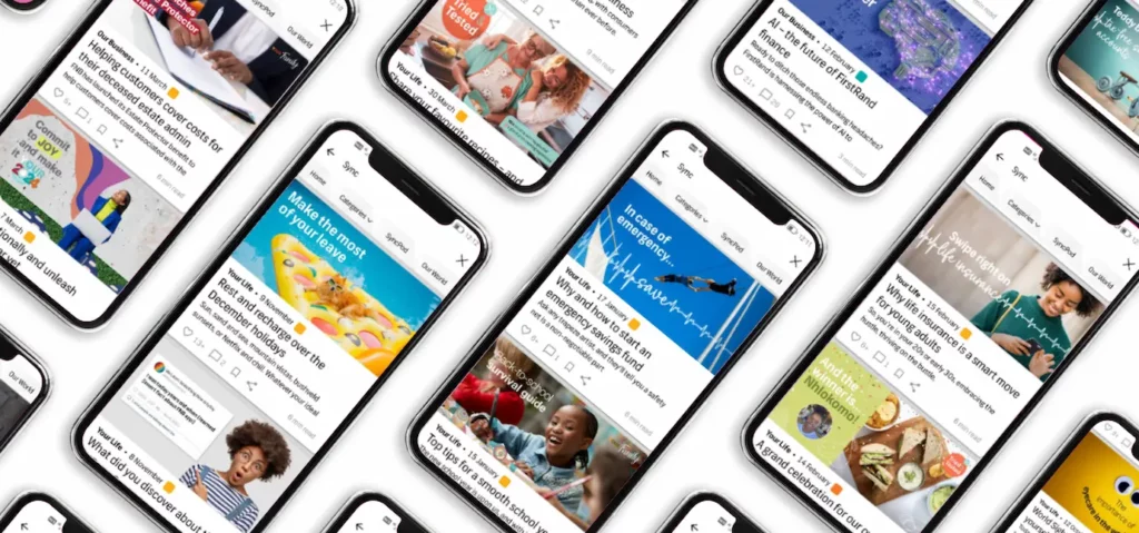 Mobile phones showing the FNB Sync app